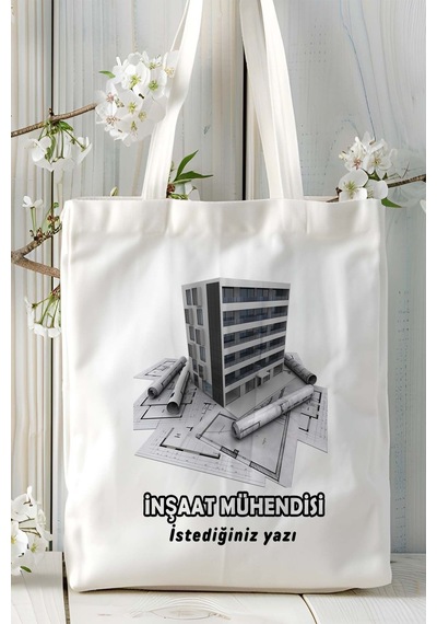 Art Hediye İnşaat Mühendisi Baskılı Bez Omuz Çantası Kişiye Özel Model 5 Çok Renkli