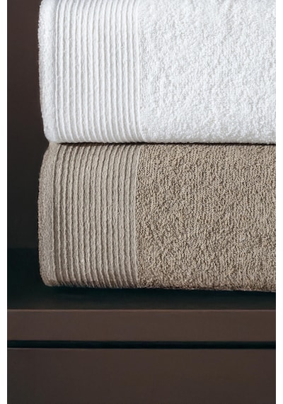 4'lü Hamam Takımı Banyo Havlu Seti 2 Adet 50x90 + 2 Adet 70x140 %100 Pamuk Yumuşak Havlu Kahve - Beyaz