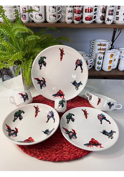 6 Parça Süper Kahramanlar Avengers Model Çocuk Bebek Yemek Takımı Çok Renkli