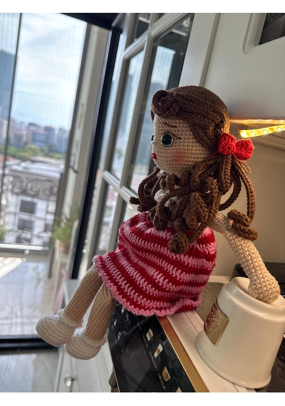 Amigurumi Organik Oyuncak Duru Bebek 38 Cm