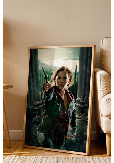 Hermione Granger Özel Tasarım Çerçeveli Tablo - Lüks Harry Potter Savaş Posteri Modern Duvar Dekoru Kayın