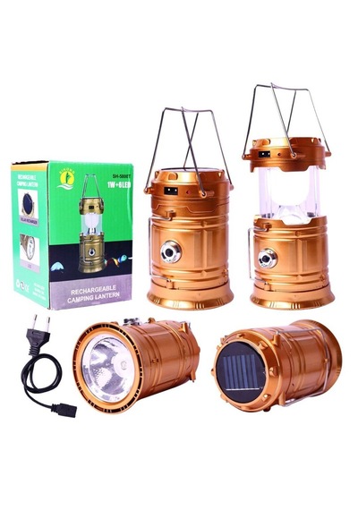 Güneş Enerjili Çok Fonksiyonlu Led Kamp Feneri Solar & Usb Şarjlı Powerbankli Çadır Lambası Çok Renkli