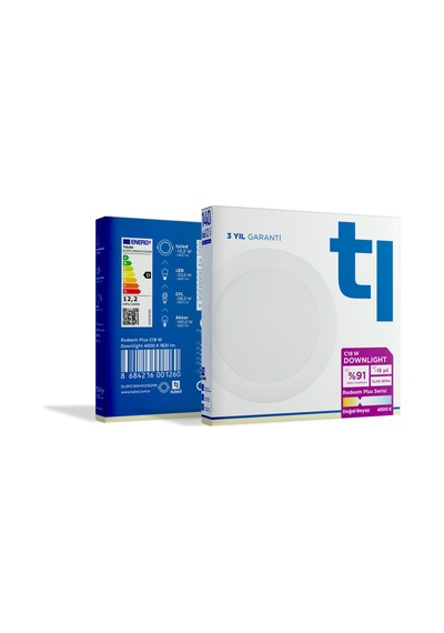 Redeem Plus C18W Downlight, Titreşimsiz, Göz Konforu, 1831 Lümen, Doğal Beyaz, 4000 Kelvin Beyaz