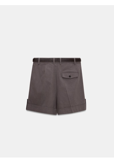 Dilvin 72269 Kemerli Pensli Mini Şort-koyu Vizon Koyu Vizon