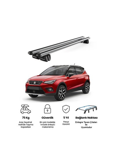 Pençe Seat Arona 2017 Ve Sonrası Uyumlu Gri Ara Atkı Port Bagaj Tavan Barı