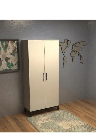 Bohem 2 Kapaklı Çok Amaçlı Dolap Gardırop Askı Dolabı Beyaz