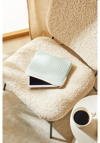 Ocean Home Textile Su İtici Leke Tutmaz Mint Dama Desen Tablet Taşıma Çantası / Kılıfı 27 X 21 X 2 Cm Tablet Kılıfı