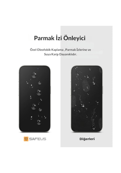 Safeus Tam Kaplayan Parmak İzi Bırakmayan Safir Ekran Koruyucu Cam, Apple Uyumlu iPhone 17 Pro Max İle
