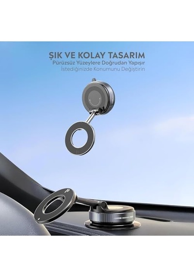 Araç İçi Ve Masaüstü 360 Derece Dönebilen Vakum Özellikli Magnetik Telefon Tutucu B Kalite Diğer