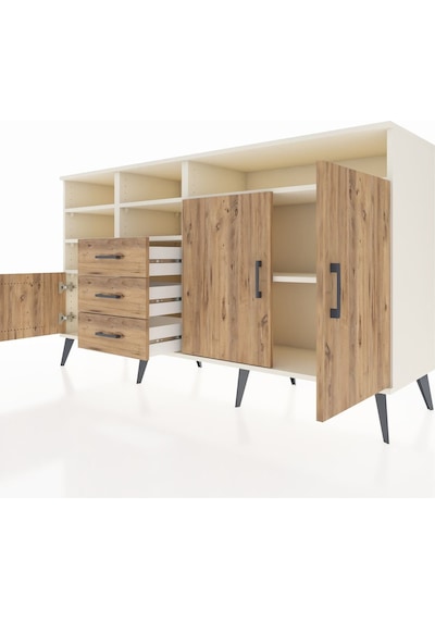 Kronos Konsol 7 Raflı 3 Çekmeceli 3 Kapaklı 176x59x99 Aytaşı-çam Aytaşı-çam