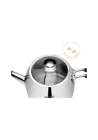 Nehir Modern Midi Orta Boy 1-2 Lt. Paslanmaz Çelik Çaydanlık Takımı Gri
