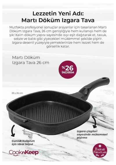 Cooknkeep Izgara Tava Siyah