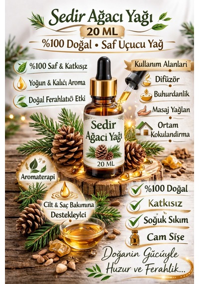 Sedir Ağacı Yağı Misk 20 Ml Uçucu Yağ %100 Doğal Saf Aromaterapi Diğer