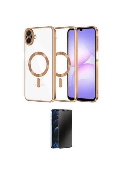 Cep Samsung Uyumlu Galaxy A07 4g Kılıf Nova Işık Özel Seri İkili Koruma Seti Najmaddin Titan Gri