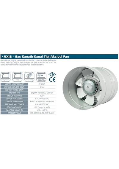Kayıtes AXIS 300 Yuvarlak Kanal Tipi Aksiyel Fan 2025 M³/H