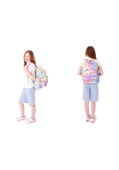Kaukko Kids Dört Bölmeli Sırt Çantası Ve Isı Yalıtımlı Beslenme Çantası Seti - Kız Çocuk - Mavi Sarı Mavi - Sarı