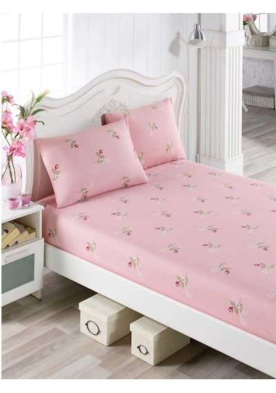 Eponj Home Pes Lastikli Çarşaf Seti Tek Kişilik Alanur Pembe