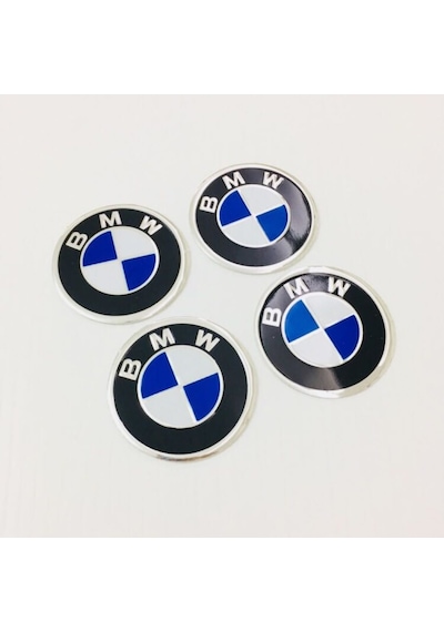 Bmw Alüminyum Yapıştırma Jant Göbeği 4'Lü Set 60Mm 1.Kalite Mavi