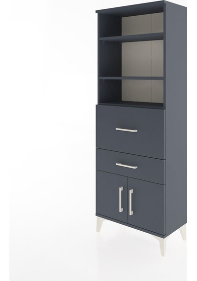 Arges Dolap 3 Raflı 2 Çekmeceli 2 Kapaklı 60x30x163 Antrasit-... Antrasit