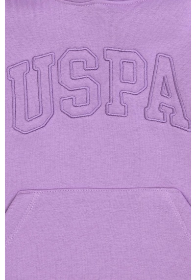 U.S. Polo Assn. Kız Çocuk Lila Basic Kapüşonlu Şardonlu Basic Sweatshirt 50314311-VR034