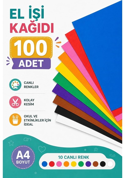 100 Adet A4 Elişi Kağıdı Karışık Renk