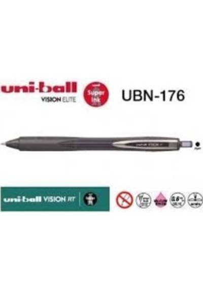 Uniball Ubn-176 Vision Rt Mekanik Roller Kalem 0.6 Mm Siyah Siyah