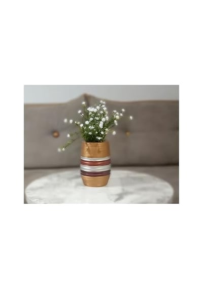 Vazo Dahil,vazo Dahil,vazoda Çiçek,beyaz Yapay Çiçek,vazo Dekoratif Metalik Kahve Poliresin 6x6x17cm Diğer