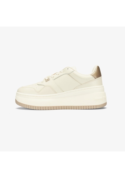 Tommy Hilfiger Tommy Jeans Retro Basket Flatform Kadın Bej Sneaker Düz En0en02607 Bej