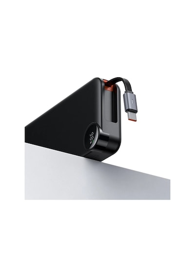 Mc-3870 10000mah 30w A+c Dijital Göstergeli Powerbank Dahili Usb-c Geri Çekilebilir Kablo Siyah