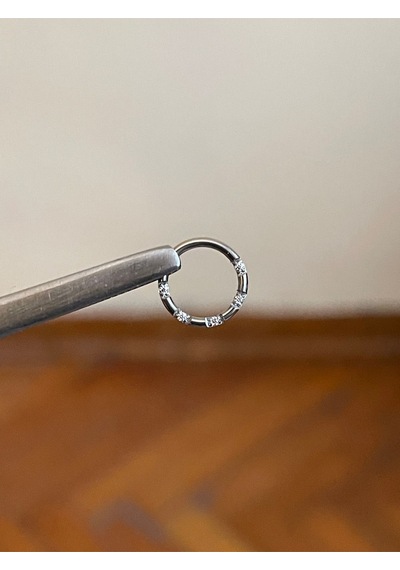 316 L Cerrahi Çelik Atom Taşlı Kıkırdak Piercingi Rook Orbital Helix Septum Piercing Gümüş - Mor