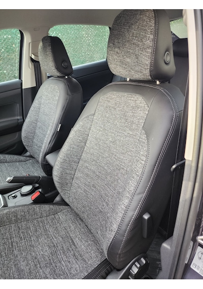 Volkswagen Taigo Uyumlu Araca Özel Deri Oto Koltuk Kılıfı 1585566 Siyah-Gri