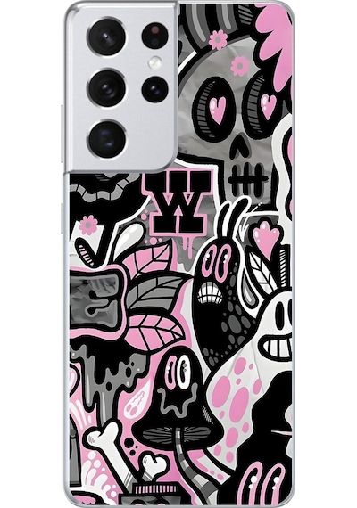 Samsung Galaxy S21 Ultra Uyumlu Şeffaf Kılıf Graffiti 10 Tasarımlı