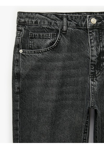 Koton Pamuklu Cepli Vintage Straight Fit Jean Pantolon Antrasit 7wam40320nd