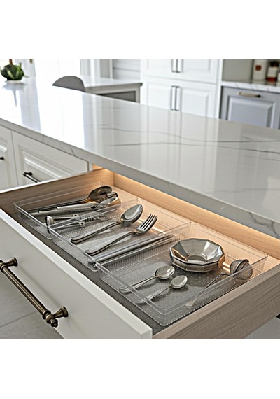 Modüler Organizer Set Mutfak Çekmece İçi Düzenleyici Çatal Kaşık Bıçak Organizeri Kristal 3'lü Set Diğer