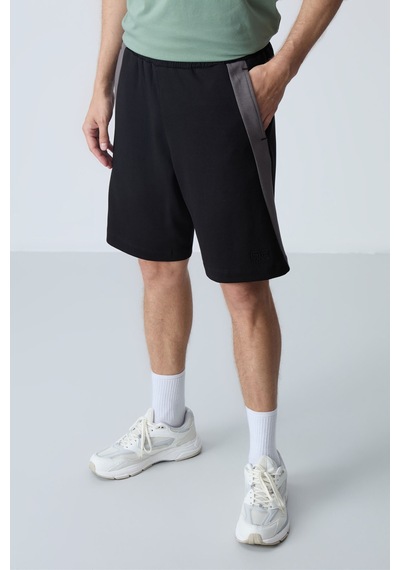 Air Jones Tommy Life Siyah Pamuklu Kalın Yumuşak Dokulu Standart Fit Basic Erkek Şort - 81280 Siyah