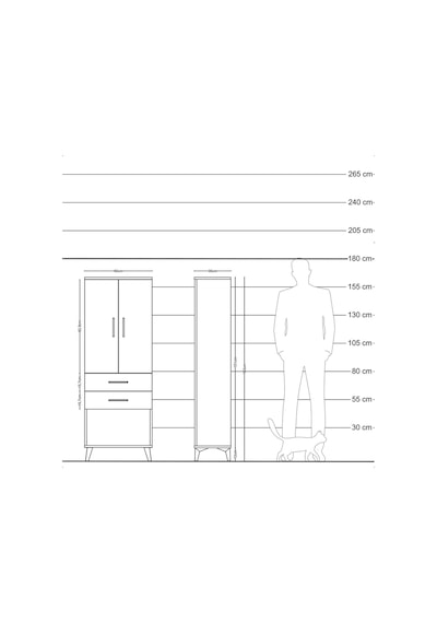 Arges Dolap Tek Raflı 2 Çekmeceli Tek Askılı 60x30x163 Antras... Antrasit