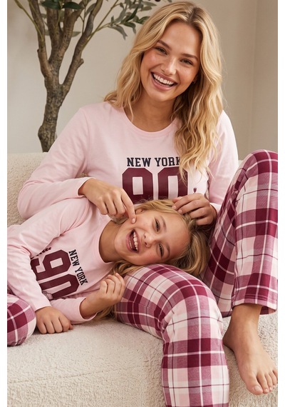 Siyah İnci Pamuklu Likralı Örme Pijama Takım 26241184 Somon