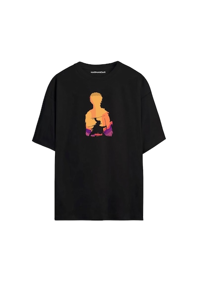 One Piece Anime Zoro Unisex Siyah - Beyaz Oversize T-shirt SIYAH