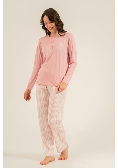 Arnetta Kadın Always Smile Pembe Uzun Kol Pijama Takımı Ar3754-s-v1 Ar3754-s-v1