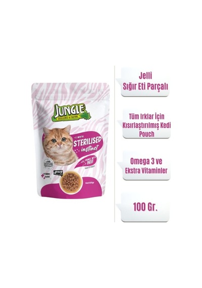 Kısırlaştırılmış Kedi Maması Sığır Eti Parçalı Pouch 100 Gr V11