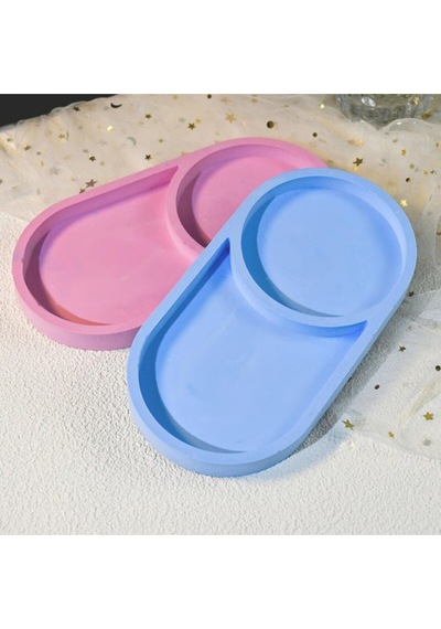 Epoksi Silikon Kalıp Oval Mini Tepsi Yuvarlak Bölmeli 18.4x9.9 Cm Şeffaf
