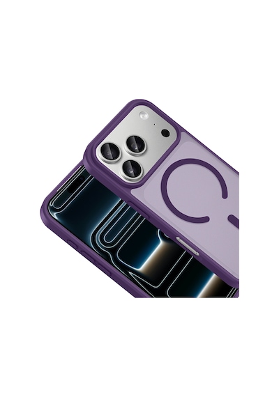 Apple Uyumlu iPhone 17 Pro Max Kılıf M-safe Şarj Özellikli Mkst Babet Kapak - Derin Mor