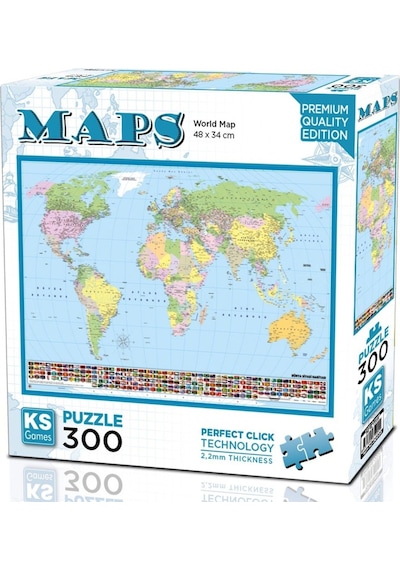 Ks Games 300 Parça World Map - Dünya Haritası Puzzle - 19264