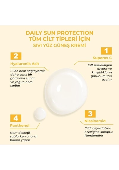 Sinoz Spf50 Günlük Kullanım Sıvı Yüz Güneş Kremi 50ml
