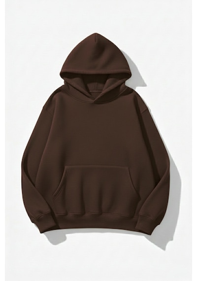 Uyguntarz Unisex Yumuşak Dokulu 3 İplik Umber Oversize Sweatshirt Kahverengi