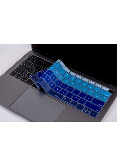 Apple Uyumlu MacBook Air 13inç Klavye Koruyucu Ombre Us-abd İngilizce Touchıd'li A1932 Modeli İle Uyumlu Pembe Mavi