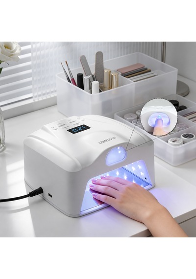 L8 Başparmak Kabinli 78 Ledli Dual Tırnak Kurutucu Uv Led Lamba Çift Girişli Manikür Pedikür Tırnak Lambası Beyaz