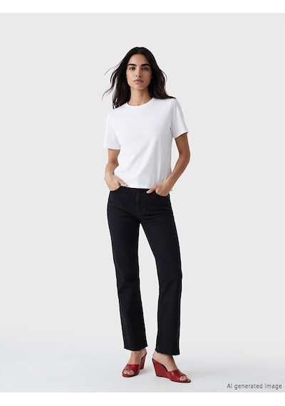 Lcw Jeans Siyah Yüksek Bel Crop Flare Kadın Jean Pantolon