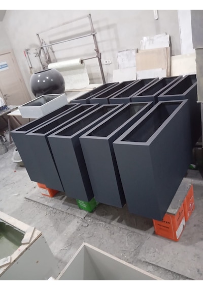 Fiber Saksı Antrasit 100x30x50 Cm Dikdörtgen Dış Mekan Saksısı