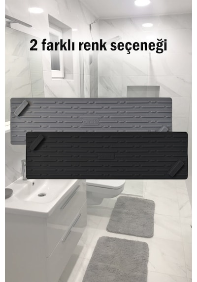 Siyah Uzun Silikon Kötü Koku Önleyici Mat Gider Kapağı Tıpası – Banyo, Mutfak ve Balkon Lavabo Gider 37x11 cm
